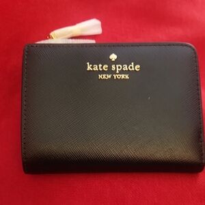 Kate Spade Black Card Holder with Gold Accents